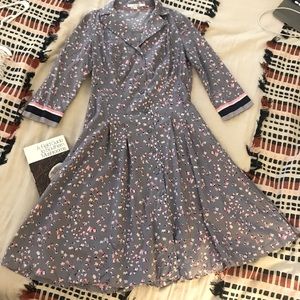 Boden Retro 50s style Floral Grey House Dress
